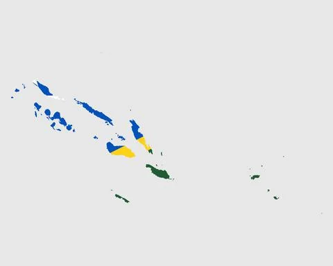Solomon Islands Flag Map. Map of the Solomon Islands with country banner. Stock Illustration