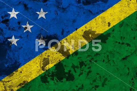Solomon Islands flag on old wall Stock Photos