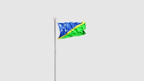 Solomon Islands   Flag Pole  Animation Include Alpha 3D Rendering Stock-Footage 312102476