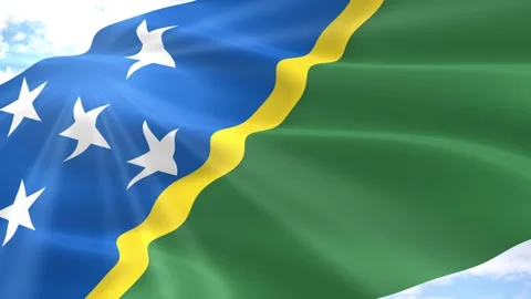 Solomon Islands Flag Seamless Loop 4k 60fps on Sky Background Stock Footage 341551641