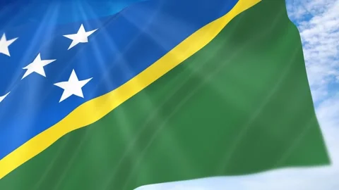 Solomon Islands Flag Seamless Loop 4k 60fps on Sky Background Stock Footage 341677937