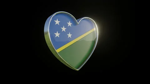 Solomon Islands Flag in the Shape of 3D Heart. Video stock 134873931