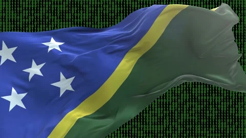 Solomon Islands flag - Waving flag on matrix binary code background Stock Footage 321421845