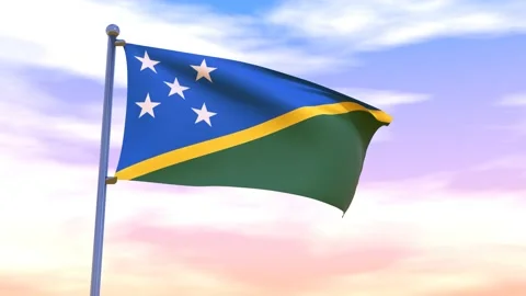 Solomon Islands Flag waving in the high wind Stock Footage 155459095