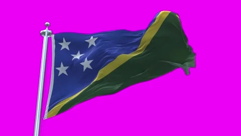 Solomon Islands Flag Waving in Loopable and Textured green screen background Stock Footage 296875823