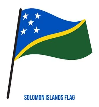 Solomon Islands Flag Waving Vector Illustration on White Background. Stock Illustration