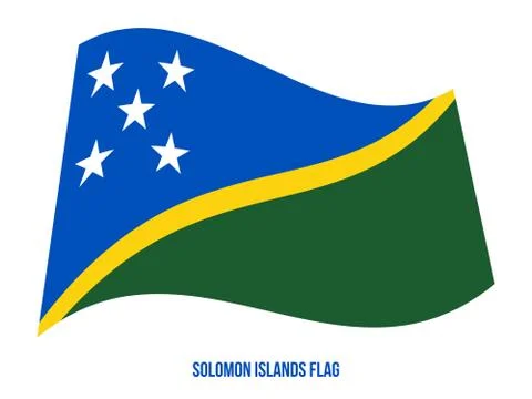 Solomon Islands Flag Waving Vector Illustration on White Background. Stock Illustration