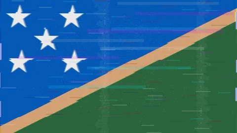 Solomon Islands Glitch Flag Vector - RGB Split Digital Video Frame Design Stockillustratie