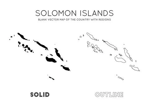 Solomon Islands map. Blank vector map of the Country with regions. Borders .. Ilustração Stock