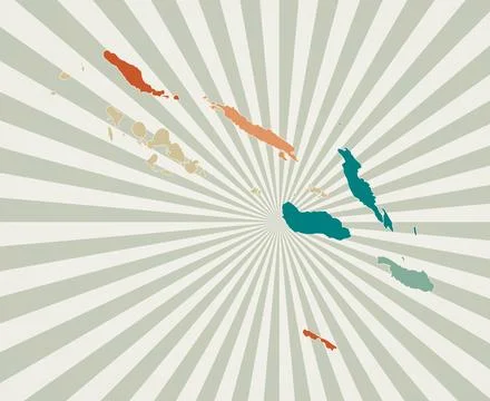 Solomon Islands map. Poster with map of the country in retro color palette... Ilustração Stock