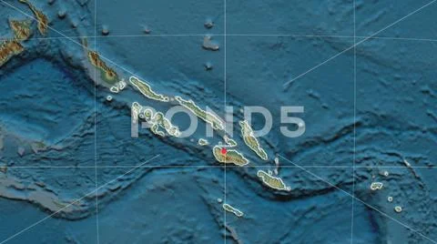 Solomon Islands outlined and capital labelled. Relief Stock Photos