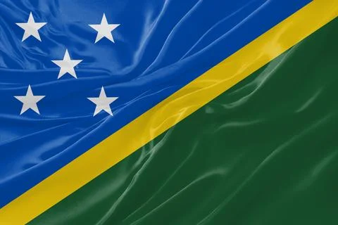 Solomon Islands Waving Flag Background with Detailed Fabric Texture Stock Illustration