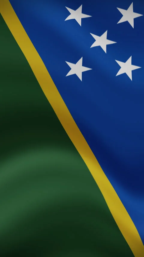 Solomon Islands Waving Flag in Vertical Orientation – Realistic Loop Animation Stock Footage 294949779