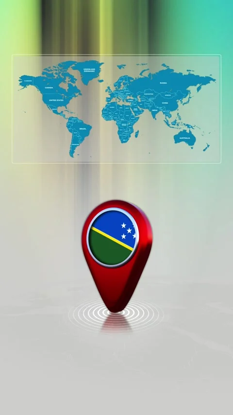 Solomon Lslands World Map Pin Location Background Loop Vertical Stock Footage 343194524