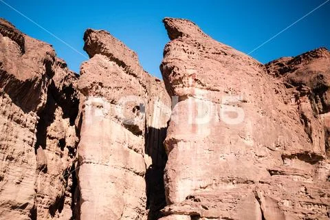 The Solomons Pillars Geological feature from Timna Park Israel Stock Photos