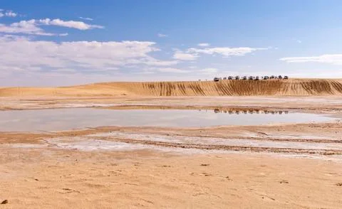 Solonchak plot in the Sahara desert after rain Stock Photos