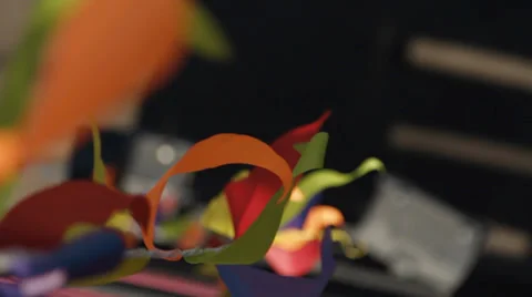 Сolored flags in the wind at the fair Video stock 33267637