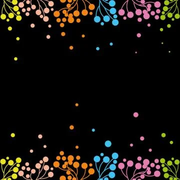Сolorful plants  on black background. Stock Illustration