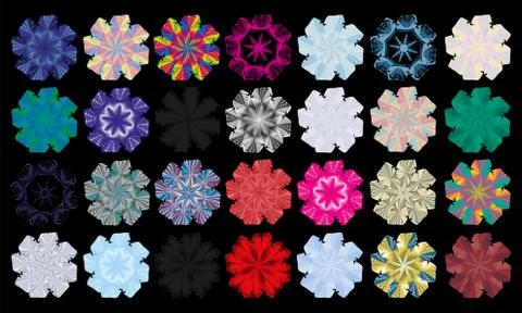 Сolorful rainbow snowflakes pack, vector design. Illustration