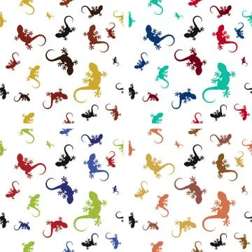 Сolorful seamless patterns with lizards Illustrazione stock