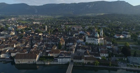 Solothurn back fly - Aerial 4K Stock Footage 90132828