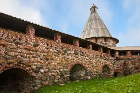 Solovetsky Kremlin courtyard Stock Photos