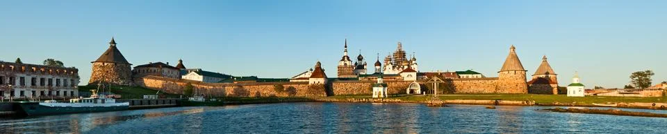 Solovetsky Monastery at sunset Stock Photos