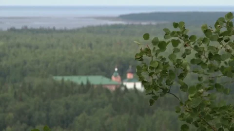 Solovki, St. George diocese, second plan, unfocused Video stock 93267763