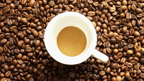 Soluble Coffee On The Background Of Coffee Greens. Видео 94423920