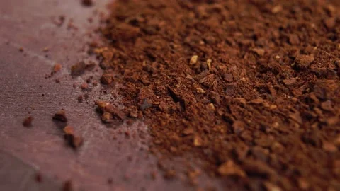 Soluble crushed dried chicory root on a wooden surface. Macro Stock Footage 166459150