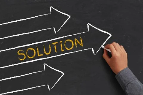 Solution Abstract A businessman is drawing Solution concept with arrows on... Stock Photos