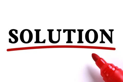 Solution Abstract Solution text is on white paper with red underline which... Stock Photos