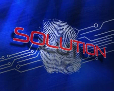 Solution against fingerprint on digital blue background イラスト素材