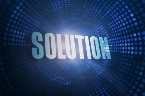 Solution against futuristic dotted blue and black background Illustrazione stock