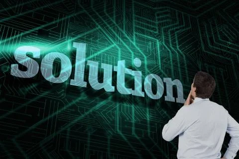 Solution against green and black circuit board Ilustração Stock