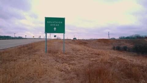 Solution Ahead arrow Road Sign on highway 스톡 동영상 272165044