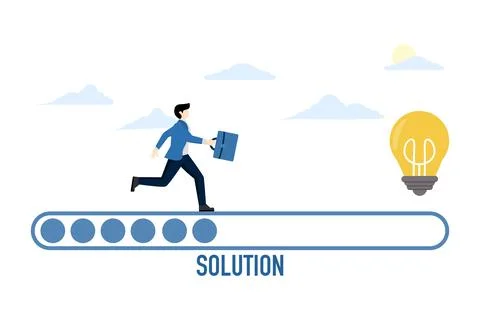 Solution and idea loading concept with progress bar and light bulb symbol Stock Illustration