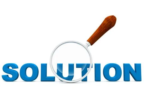 Solution  and magnifying glass.. Stock Illustration