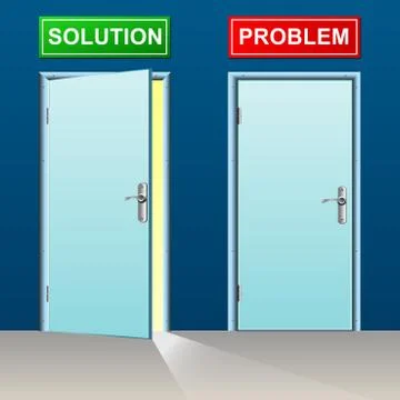Solution and problem doors Illustrazione stock
