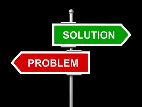 Solution and problem road sign Illustrazione stock