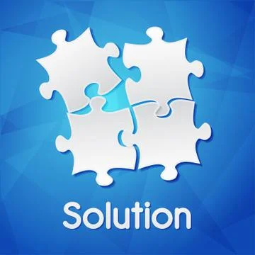 Solution and puzzle pieces over blue background, flat design Illustrazione stock