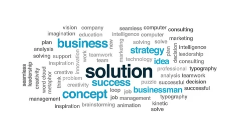 Solution animated word cloud. Kinetic typography. Stock Footage 107572434