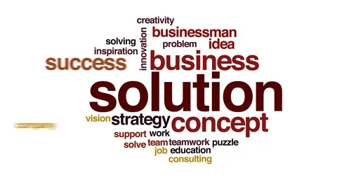 Solution animated word cloud, text design animation. Stock Footage 71590473