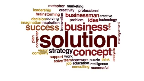Solution animated word cloud, text design animation. Stock Footage 72416673