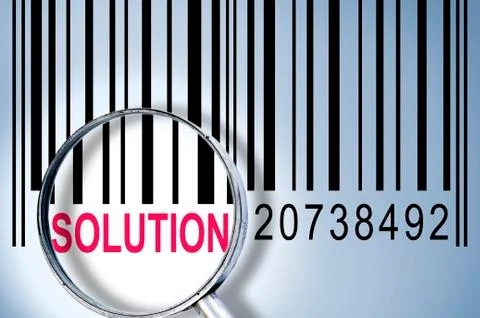 Solution on barcode Stock-Fotos