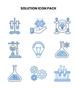 Solution Blue Collection Icons Pack 스톡 일러스트