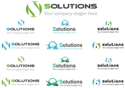 Solution business logos, vector file easy to edit. Ilustración de archivo