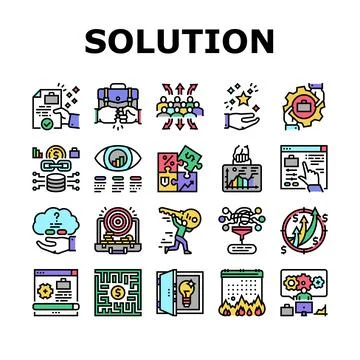 Solution Business Problem Task Icons Set Vector 스톡 일러스트