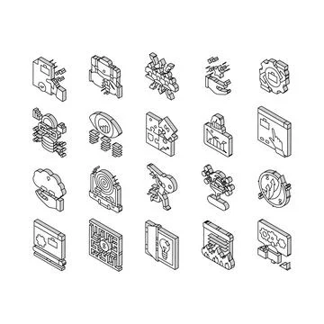 Solution Business Problem Task isometric icons set vector 스톡 일러스트