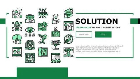 Solution Business Problem Task Landing Header Vector Stock Illustration